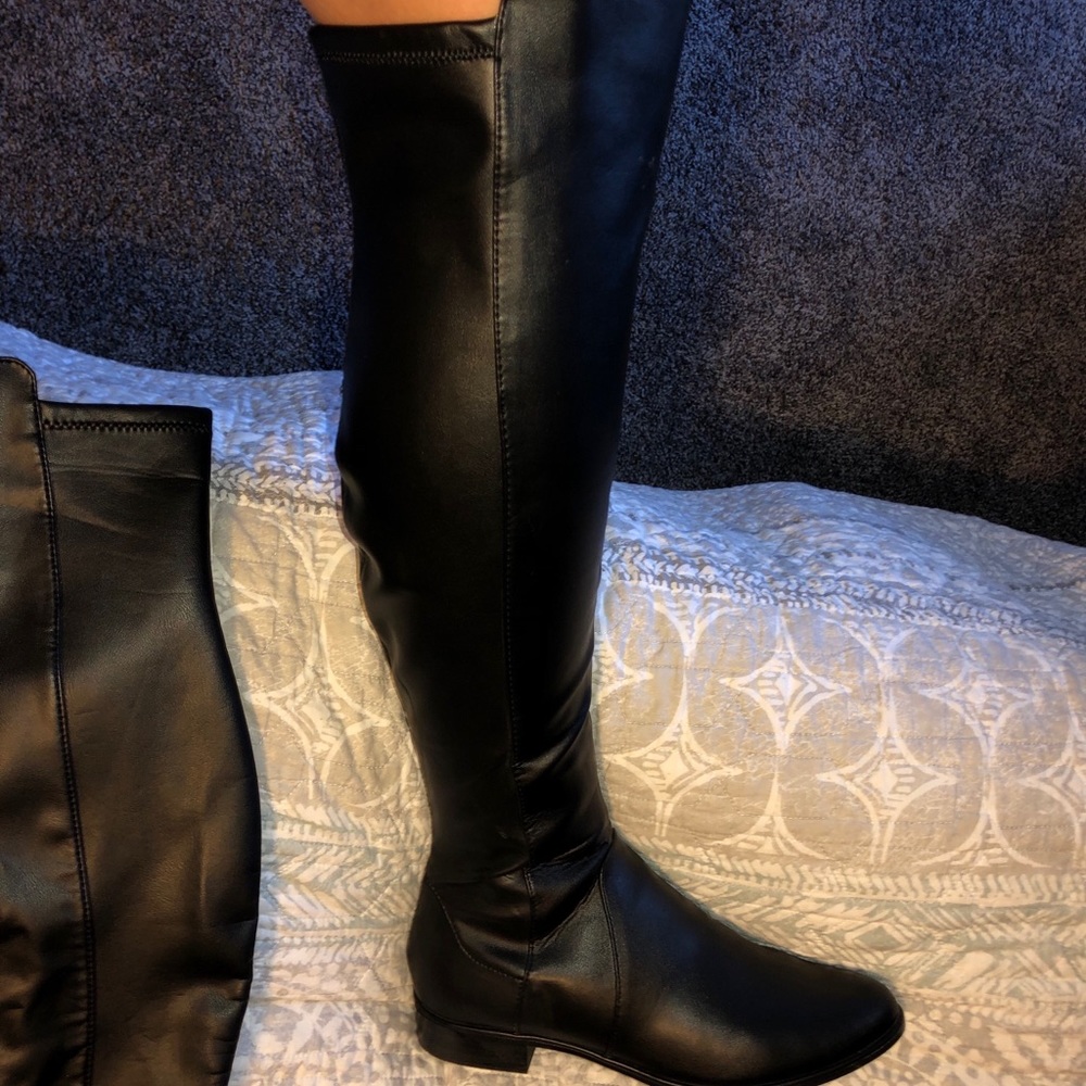 Fitted and Stretchy Pleather Boots